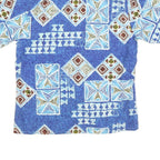 Mens Blue Pattern Cotton Blend Shirt M Short Sleeve Button Closure Casual