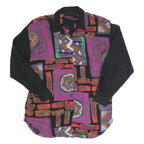 ANOTHONY MARK Womens Black & Purple Abstract Print Shirt Long Sleeve Collared UK