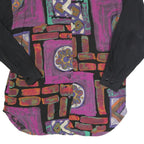 ANOTHONY MARK Womens Black & Purple Abstract Print Shirt Long Sleeve Collared UK
