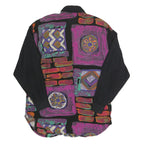 ANOTHONY MARK Womens Black & Purple Abstract Print Shirt Long Sleeve Collared UK