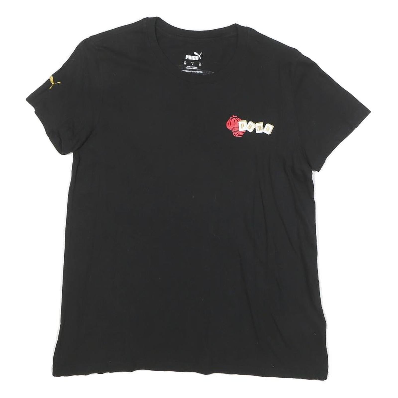 PUMA Womens Black Cotton Blend Graphic T-Shirt M Short Sleeve Crew Neck