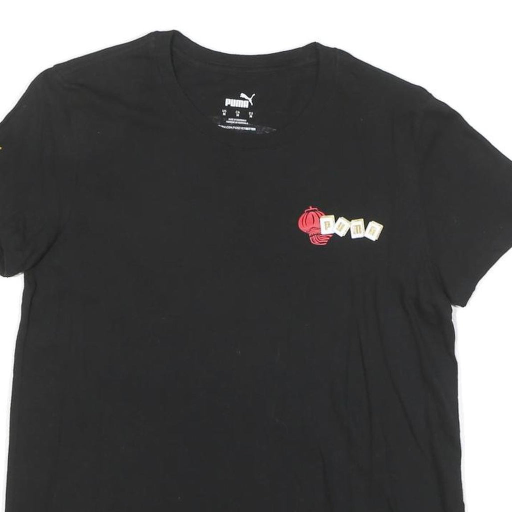 PUMA Womens Black Cotton Blend Graphic T-Shirt M Short Sleeve Crew Neck
