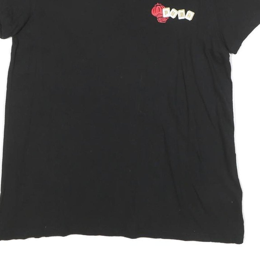 PUMA Womens Black Cotton Blend Graphic T-Shirt M Short Sleeve Crew Neck