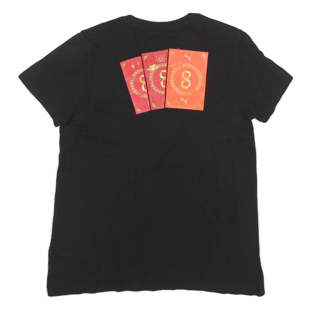 PUMA Womens Black Cotton Blend Graphic T-Shirt M Short Sleeve Crew Neck