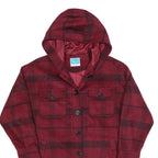 TWIN TIP Womens Red & Black Check Jacket M Polyester Hooded Button Closure
