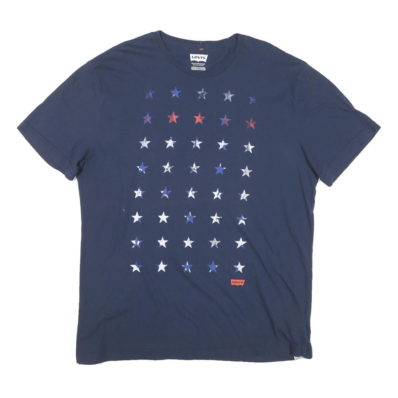 LEVI'S Mens Blue Cotton Blend Graphic T-Shirt 2XL Short Sleeve Crew Neck