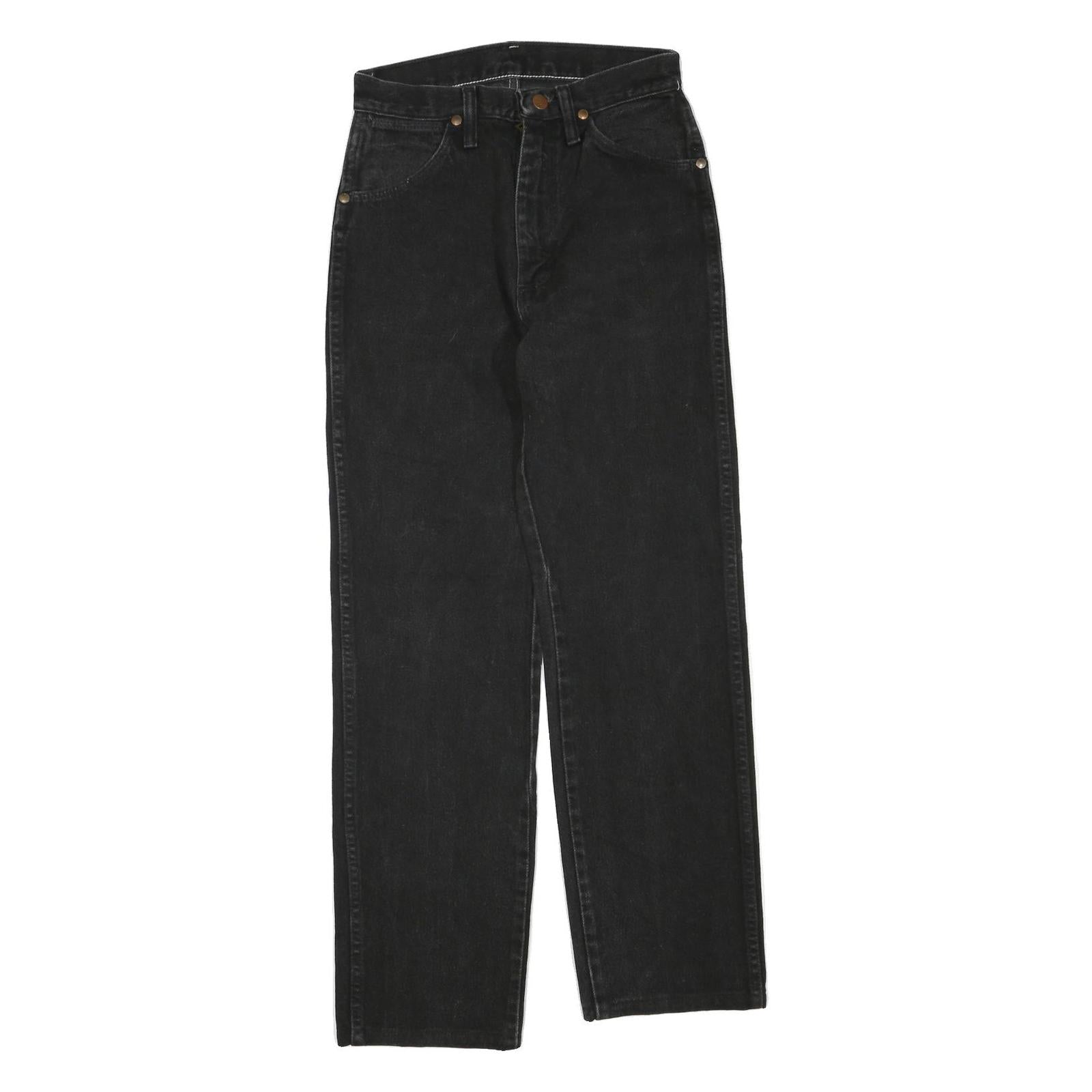 WRANGLER Womens Black Regular Straight Denim Medium W26 L28 Zip Jeans