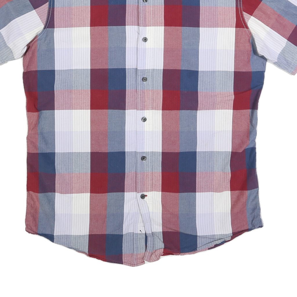TOMMY HILFIGER Mens Blue Red White Check Shirt M Cotton Blend Summer Casual