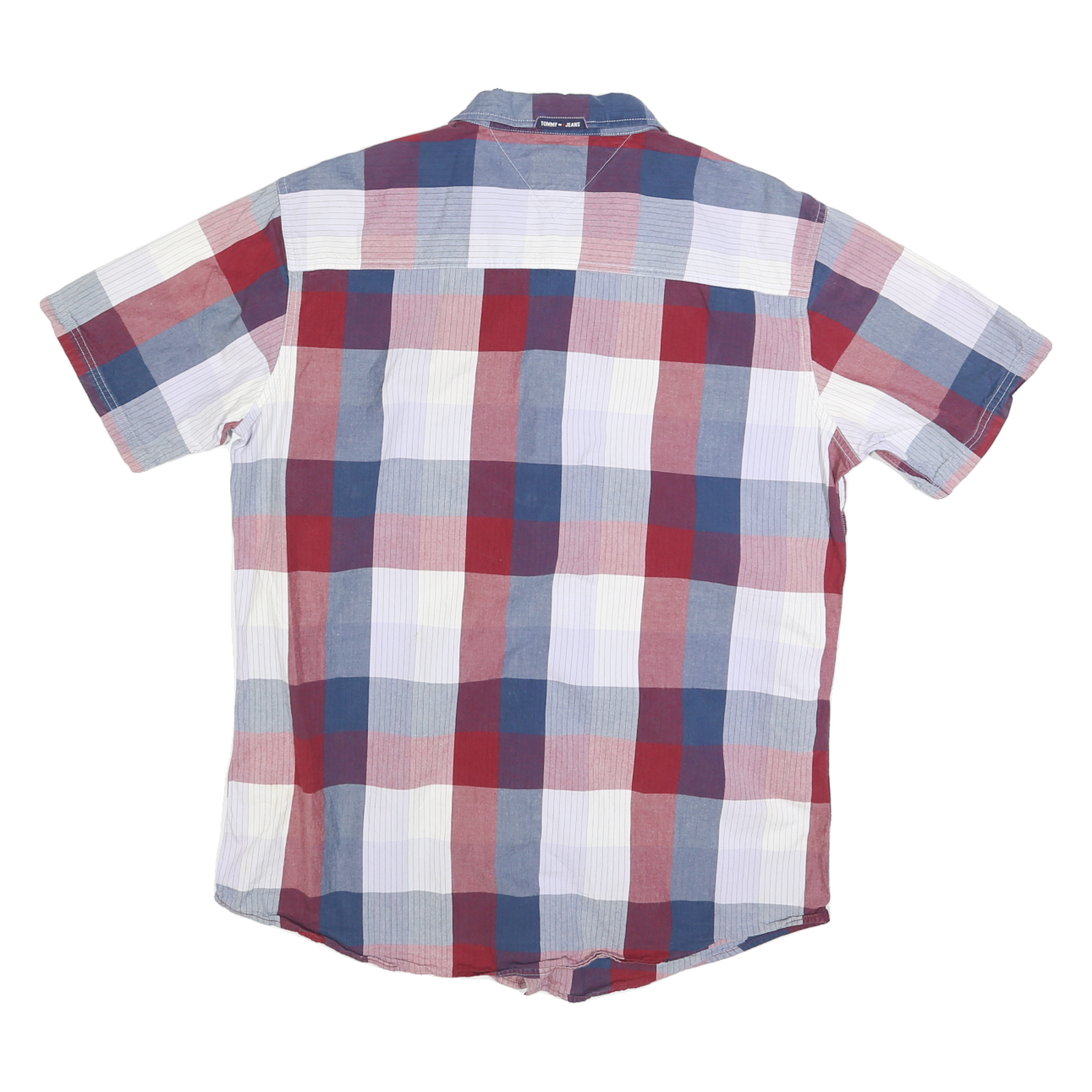 TOMMY HILFIGER Mens Blue Red White Check Shirt M Cotton Blend Summer Casual