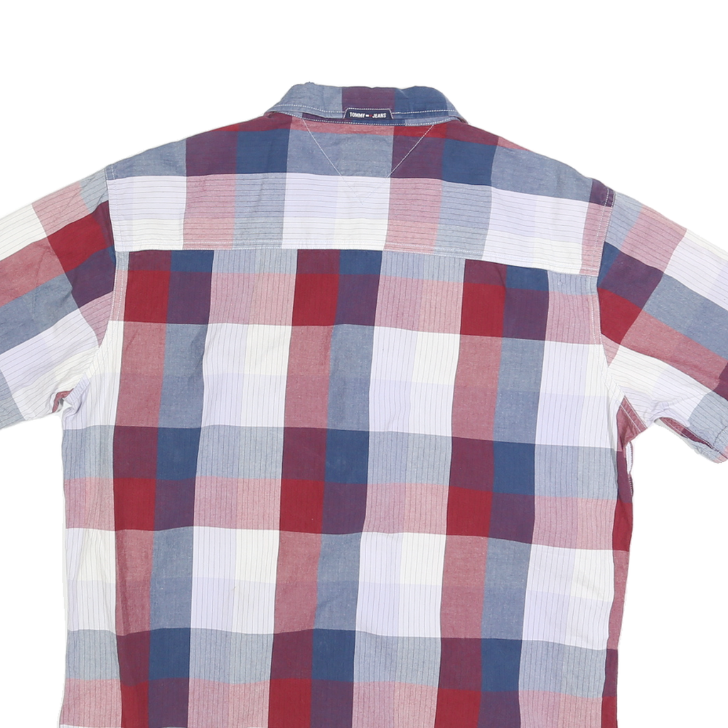 TOMMY HILFIGER Mens Blue Red White Check Shirt M Cotton Blend Summer Casual