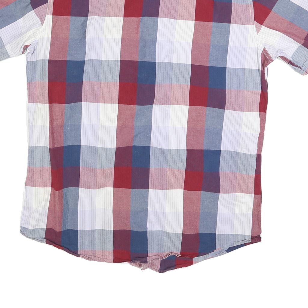 TOMMY HILFIGER Mens Blue Red White Check Shirt M Cotton Blend Summer Casual