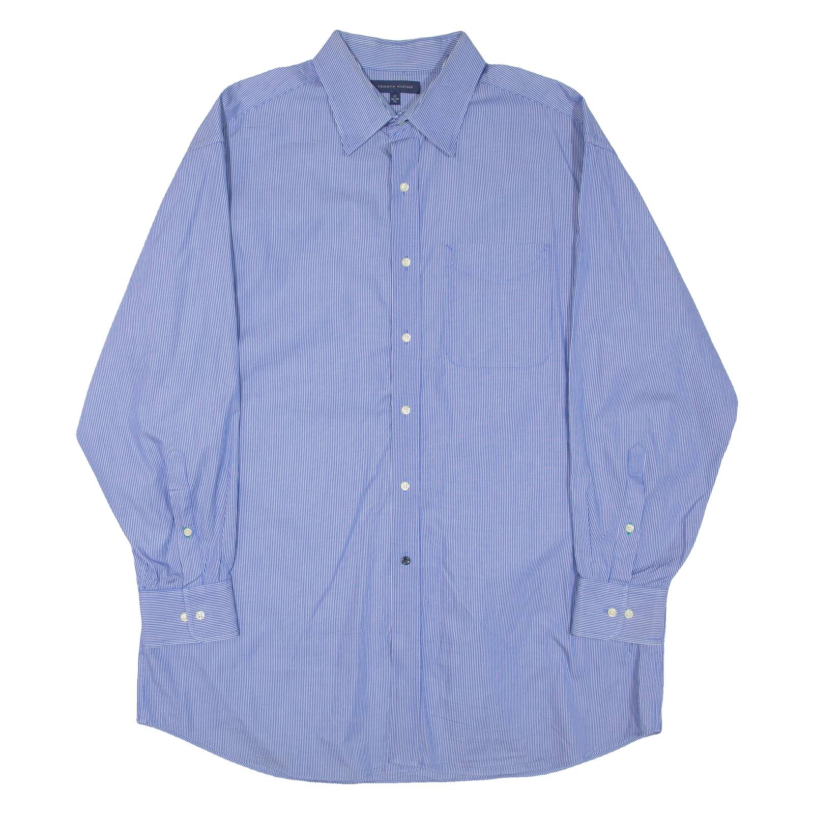 TOMMY HILFIGER Mens Shirt Blue Striped Long Sleeve XL