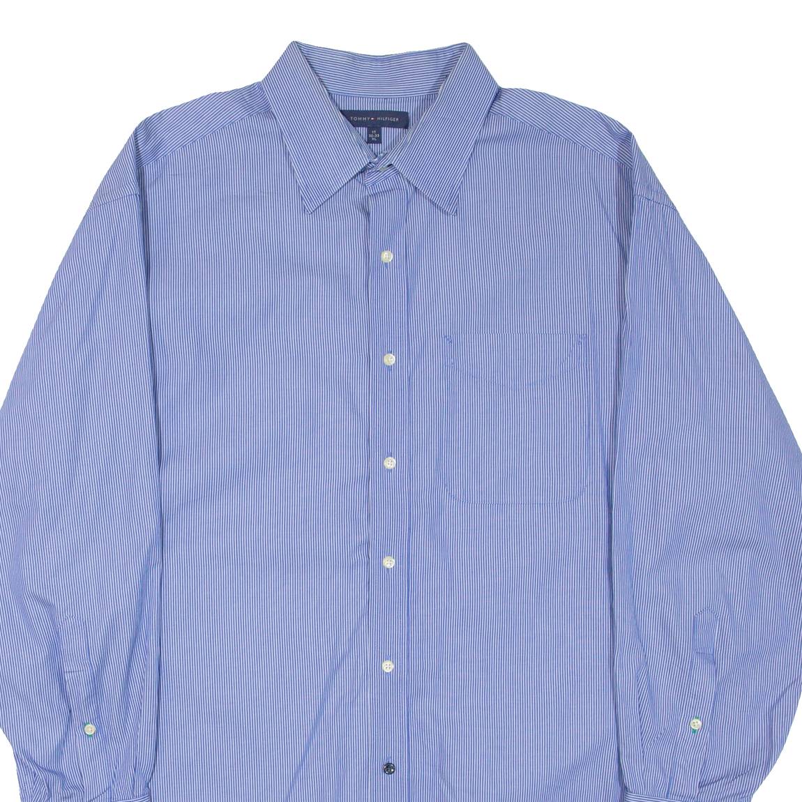 TOMMY HILFIGER Mens Shirt Blue Striped Long Sleeve XL