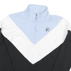 FILA Mens Blue & White & Black Quarter Zip Sweatshirt S Cotton Blend Sports