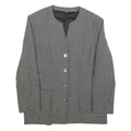 Womens Black & Grey Classic Button Jacket M Woven Houndstooth Pattern