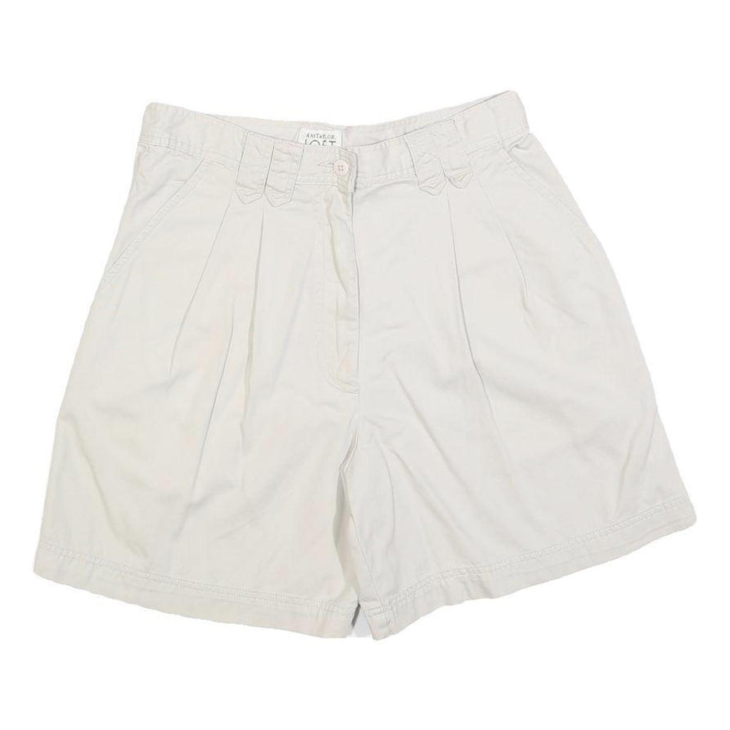 ANN TAYLOR Womens White Casual Shorts S W28 Cotton Blend Pleated