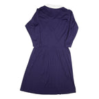 Womens Navy Blue Dress Polyester Blend Pleated Midi UK 10 Button Collar Retro