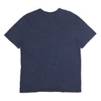 CHAMPION Mens Navy Blue Cotton T-Shirt L Short Sleeve Crew Neck Logo Graphic