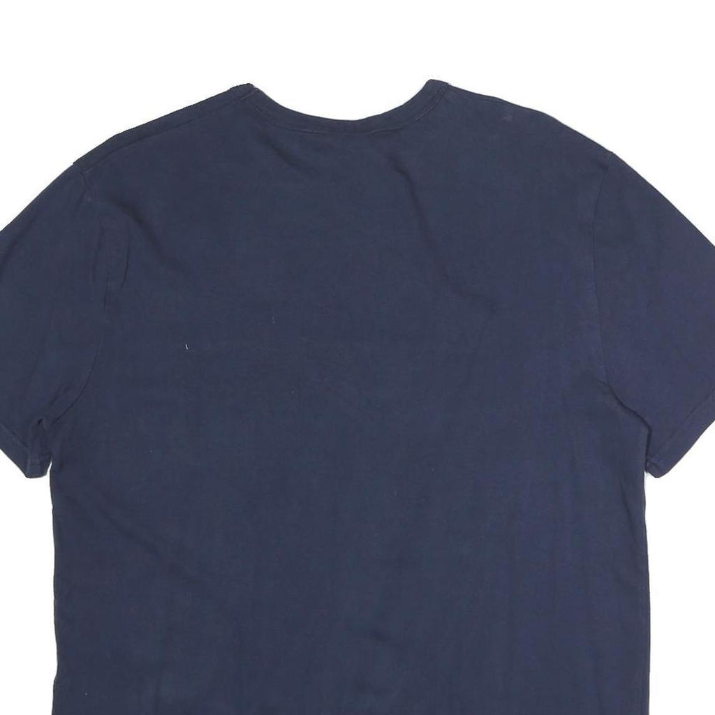 CHAMPION Mens Navy Blue Cotton T-Shirt L Short Sleeve Crew Neck Logo Graphic