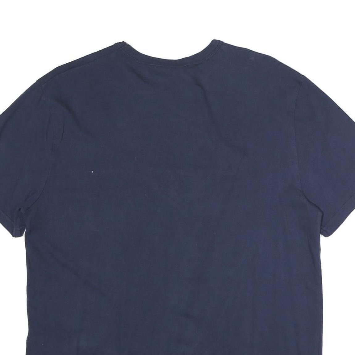 CHAMPION Mens Navy Blue Cotton T-Shirt L Short Sleeve Crew Neck Logo Graphic