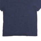 CHAMPION Mens Navy Blue Cotton T-Shirt L Short Sleeve Crew Neck Logo Graphic