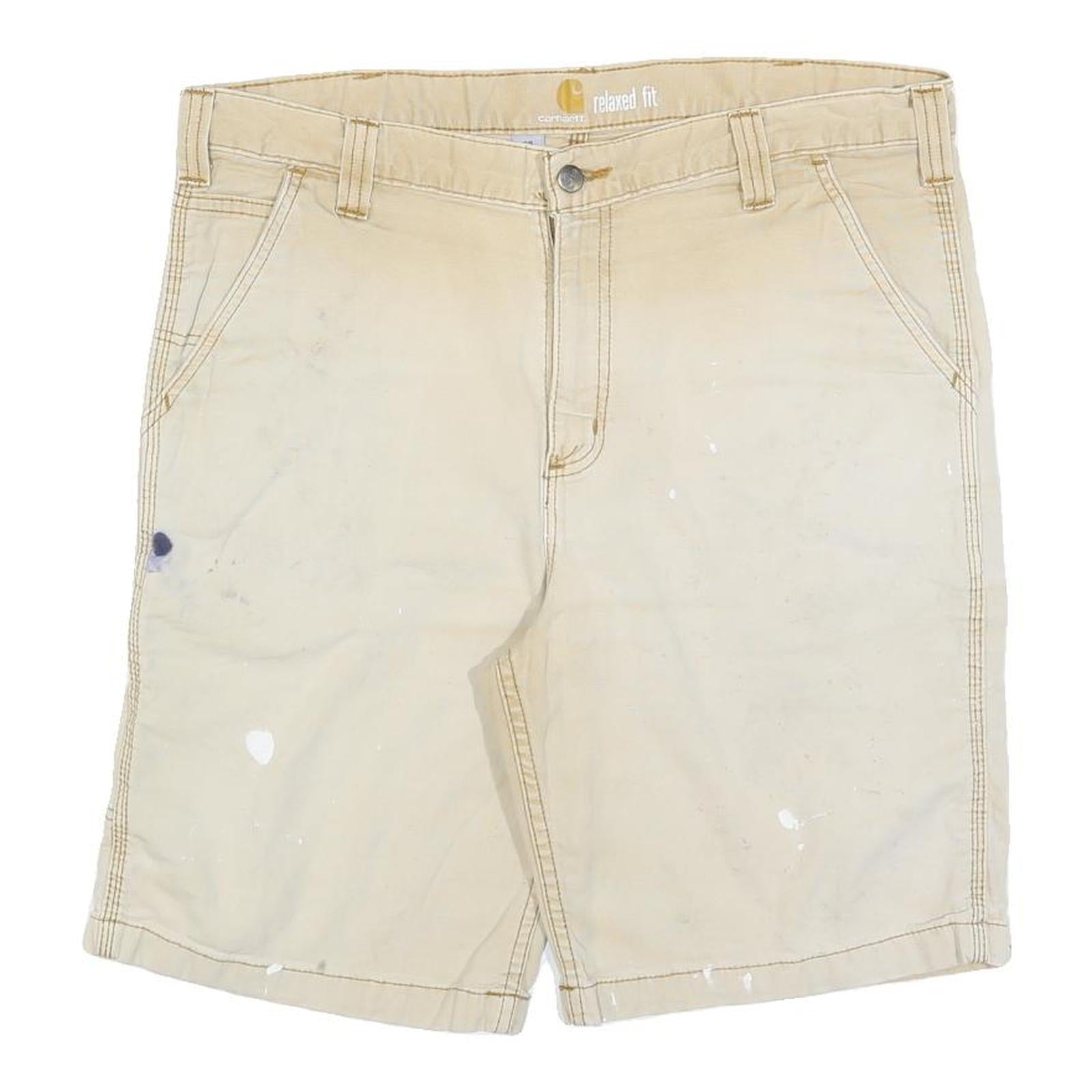 CARHARTT Mens Shorts Beige Relaxed Fit XL W38 Workwear Cotton Blend