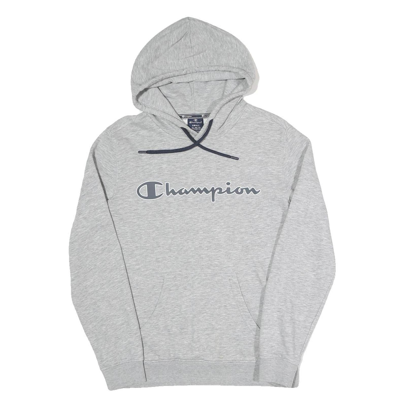 CHAMPION Mens Grey Hoodie S Cotton Blend Pullover Sweatshirt Casual