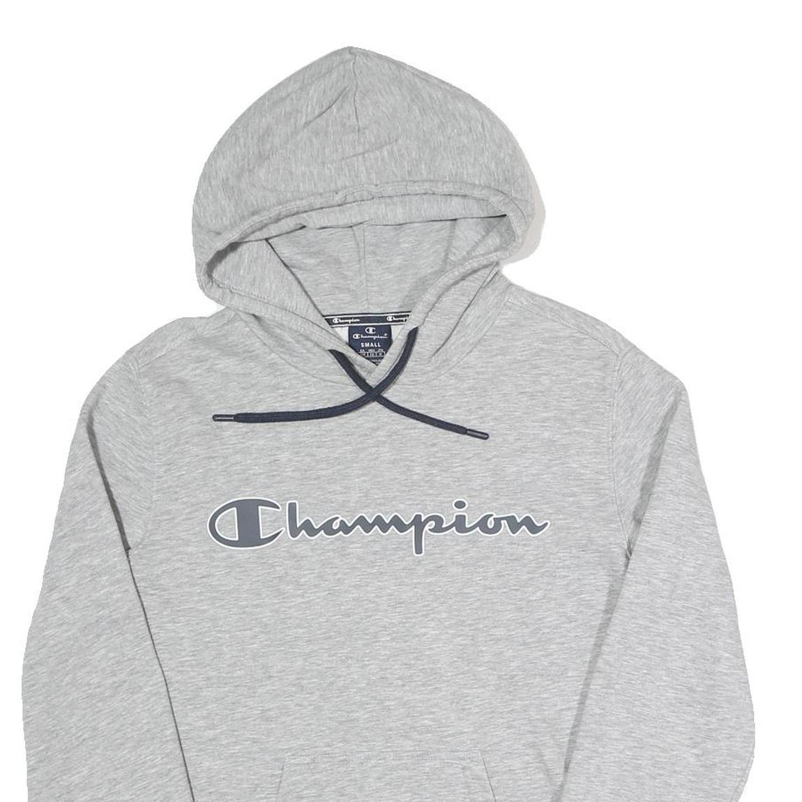 CHAMPION Mens Grey Hoodie S Cotton Blend Pullover Sweatshirt Casual
