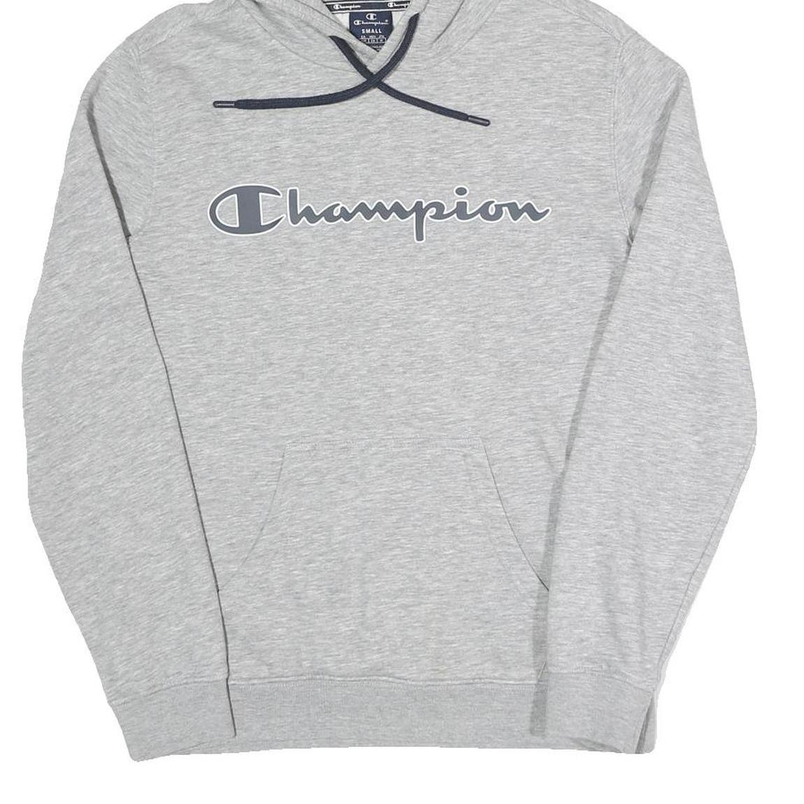 CHAMPION Mens Grey Hoodie S Cotton Blend Pullover Sweatshirt Casual