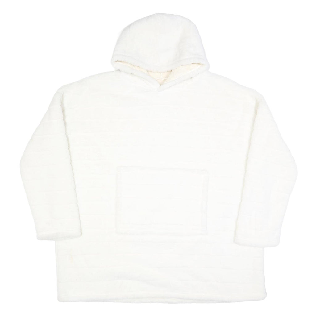 Womens White Hooded Pullover M Plush Soft Texture