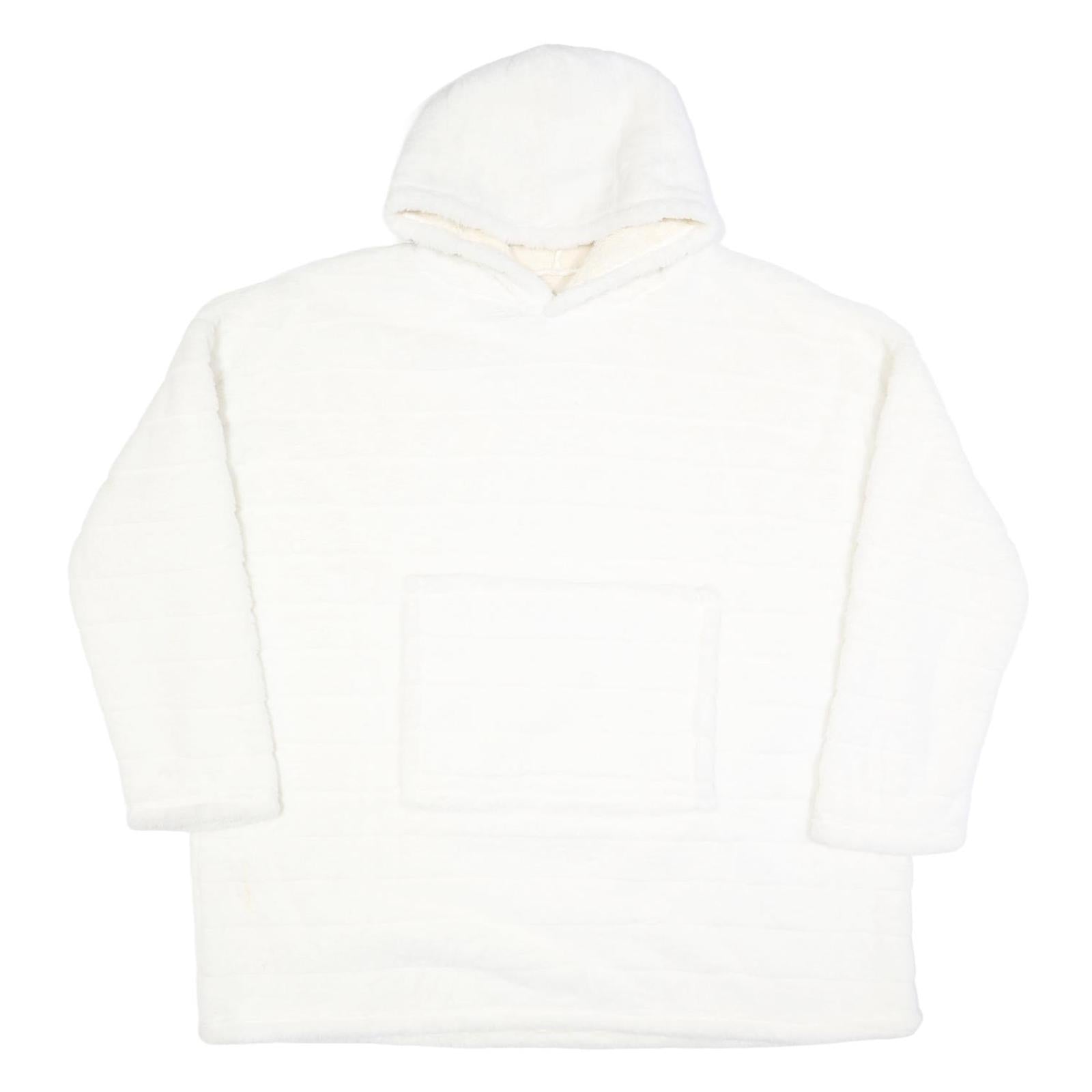 Womens White Hooded Pullover M Plush Soft Texture