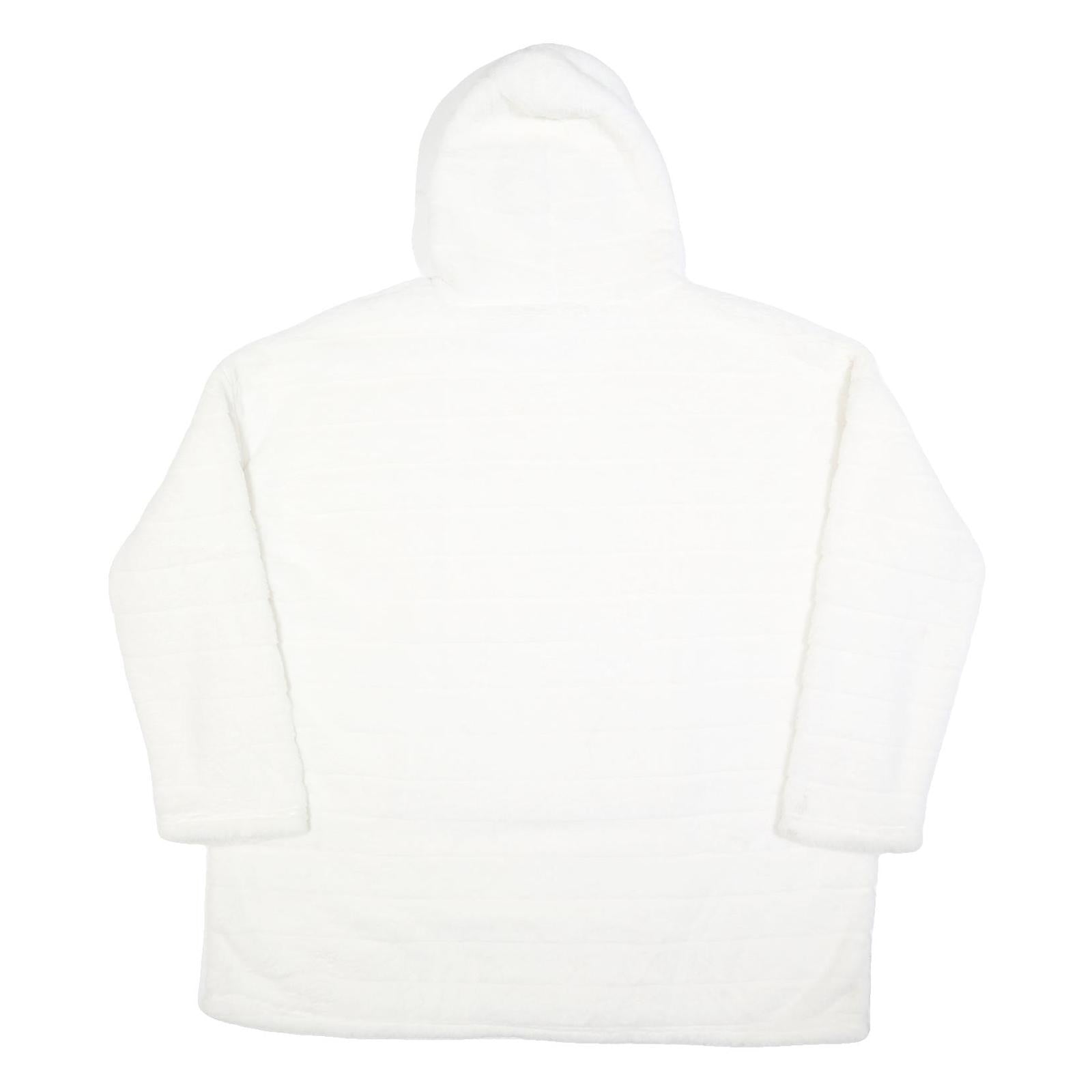 Womens White Hooded Pullover M Plush Soft Texture