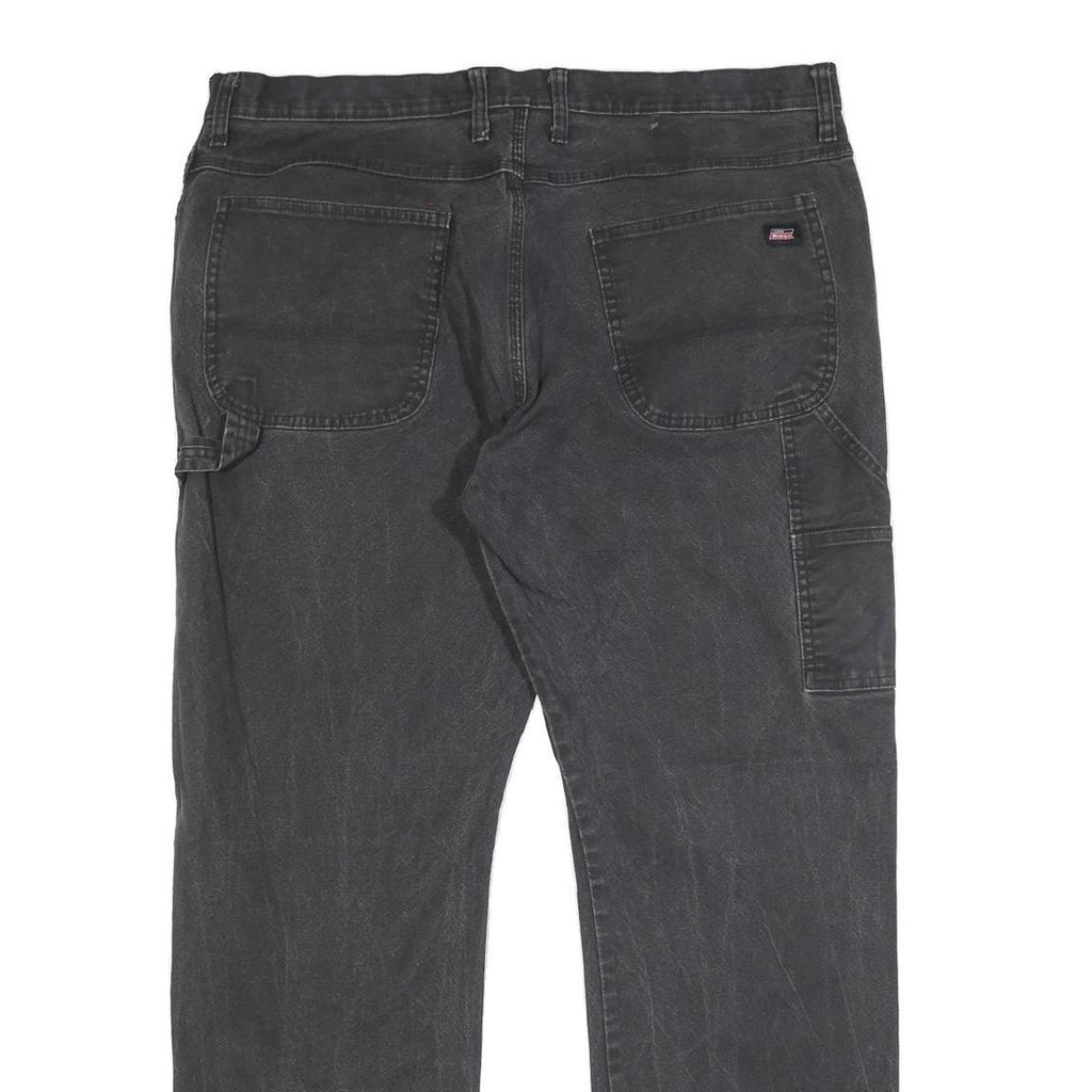 DICKIES Mens Relaxed Black Denim Jeans W40 L32 Workwear Zip Closure