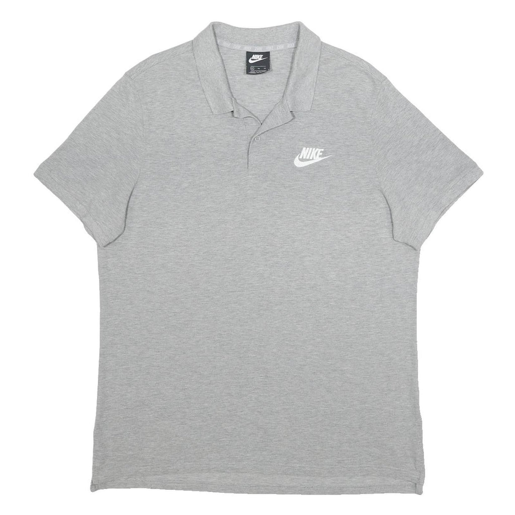 NIKE Mens Grey Short Sleeve Plain Polo Shirt XL Casual Cotton Top