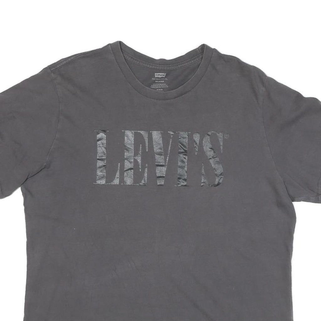 LEVI'S Mens Black Graphic T-Shirt M Short Sleeve Crew Neck Cotton Blend