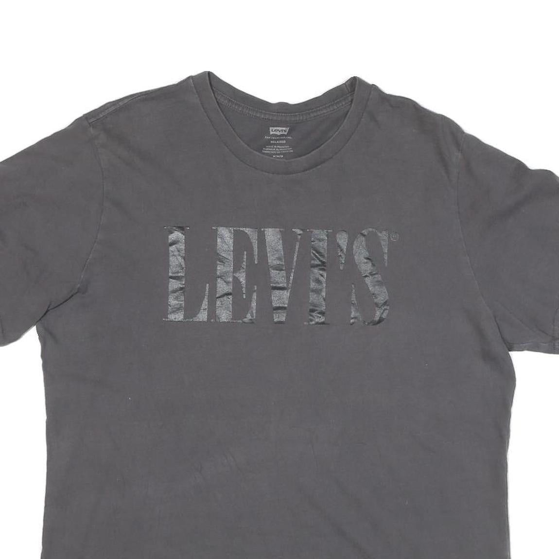 LEVI'S Mens Black Graphic T-Shirt M Short Sleeve Crew Neck Cotton Blend