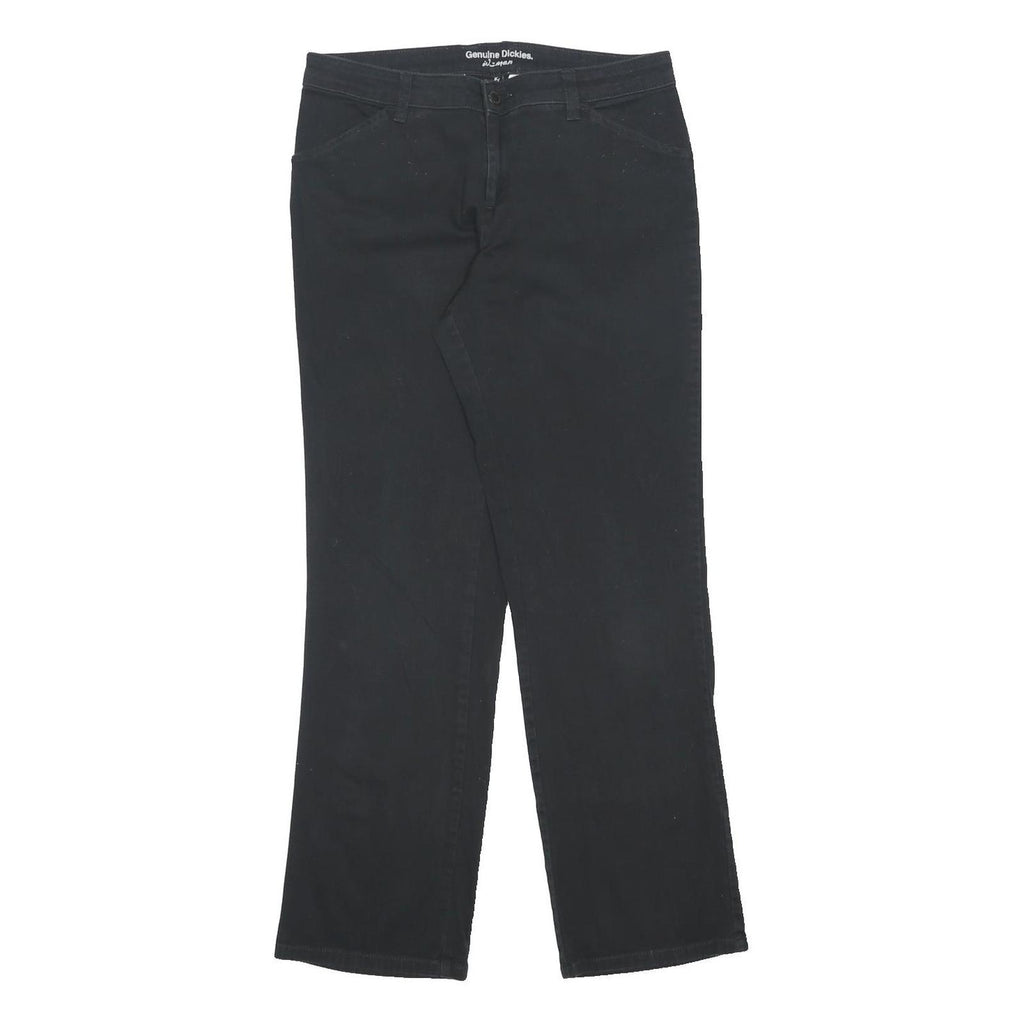 DICKIES Womens Black Relaxed Leg Trousers Cotton Blend Zip W31 L30 Workwear