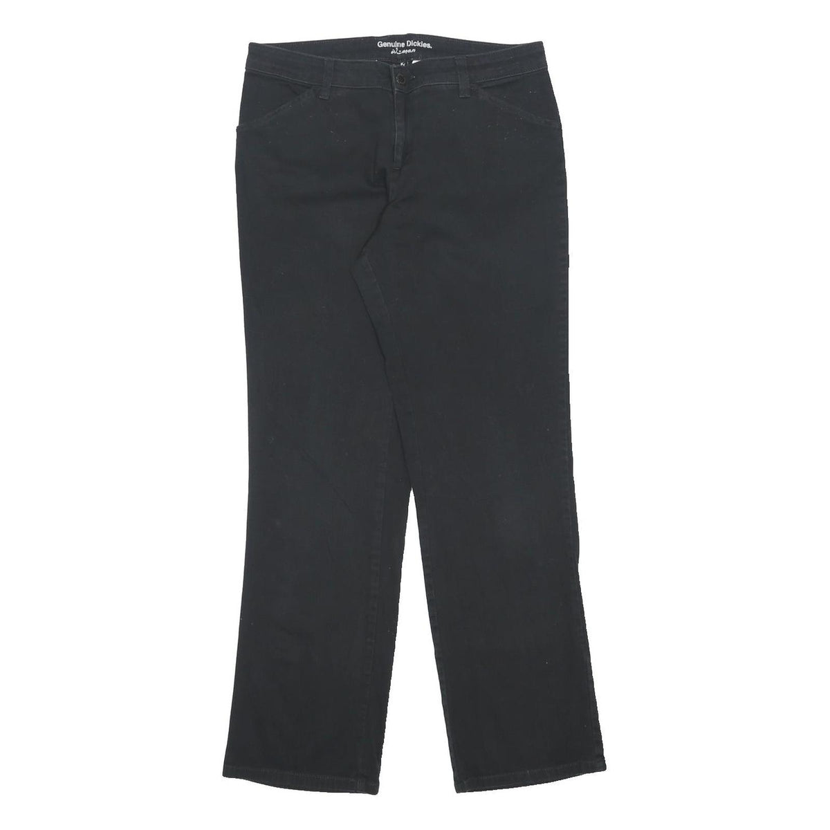 DICKIES Womens Black Relaxed Leg Trousers Cotton Blend Zip W31 L30 Workwear