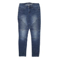 SEVEN7 Womens Slim Blue Denim Jeans W28 L29 Moto Style Cotton Blend Zip
