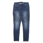 SEVEN7 Womens Slim Blue Denim Jeans W28 L29 Moto Style Cotton Blend Zip