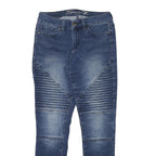 SEVEN7 Womens Slim Blue Denim Jeans W28 L29 Moto Style Cotton Blend Zip
