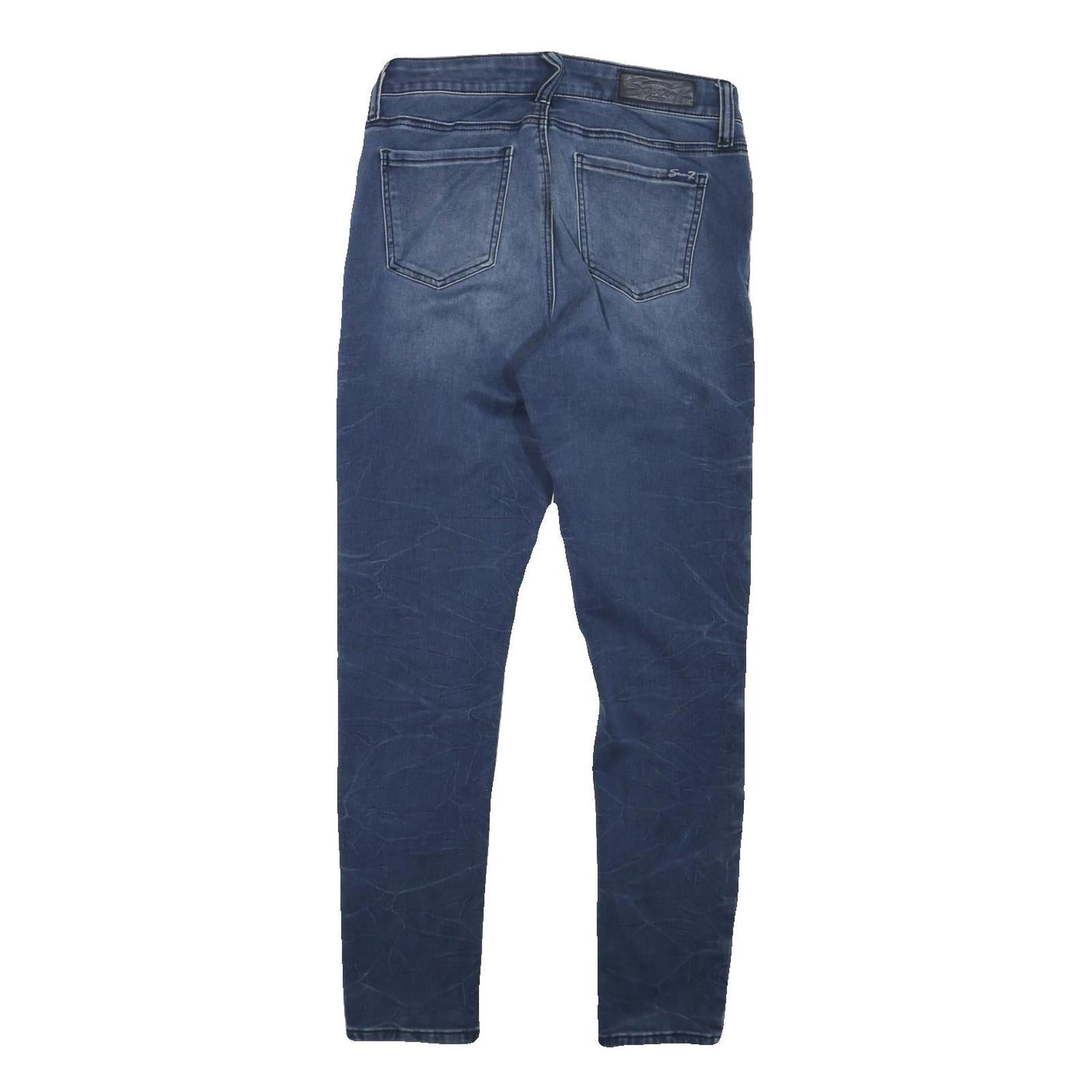 SEVEN7 Womens Slim Blue Denim Jeans W28 L29 Moto Style Cotton Blend Zip