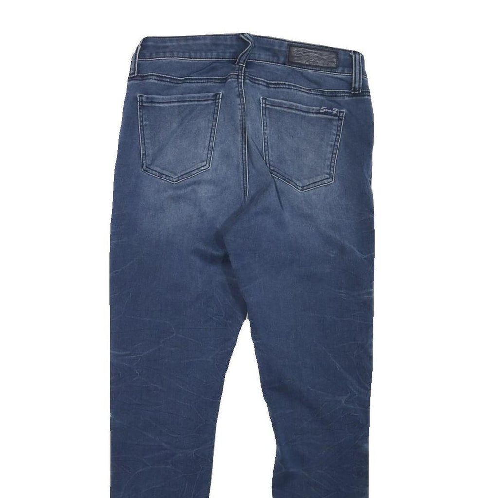 SEVEN7 Womens Slim Blue Denim Jeans W28 L29 Moto Style Cotton Blend Zip
