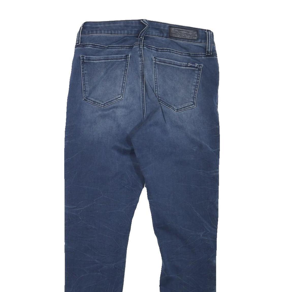 SEVEN7 Womens Slim Blue Denim Jeans W28 L29 Moto Style Cotton Blend Zip