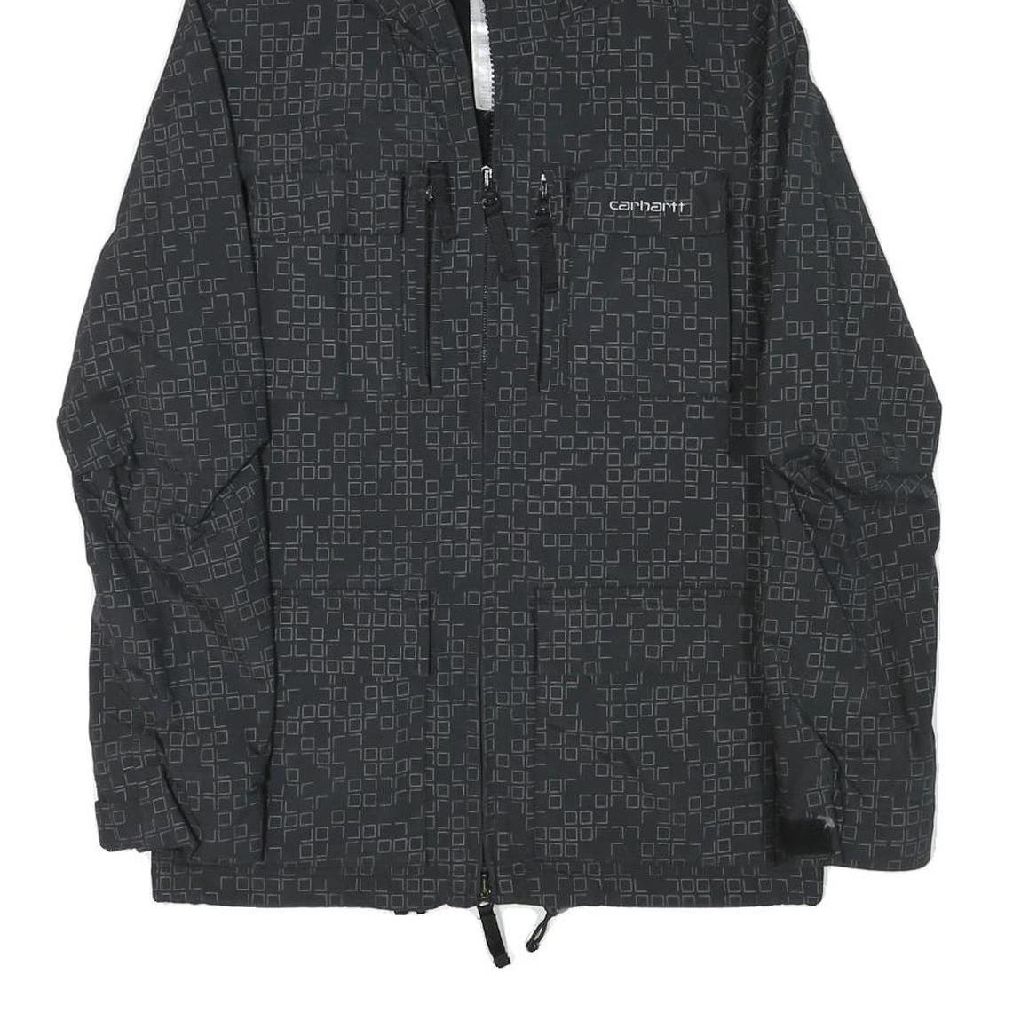 CARHARTT Womens Black Polyester Blend Hooded Jacket XS Geometric Pattern Zip
