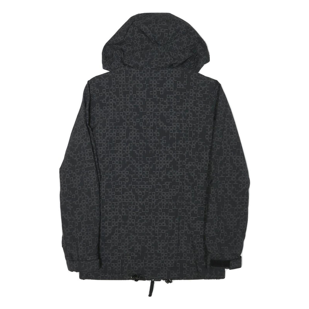 CARHARTT Womens Black Polyester Blend Hooded Jacket XS Geometric Pattern Zip