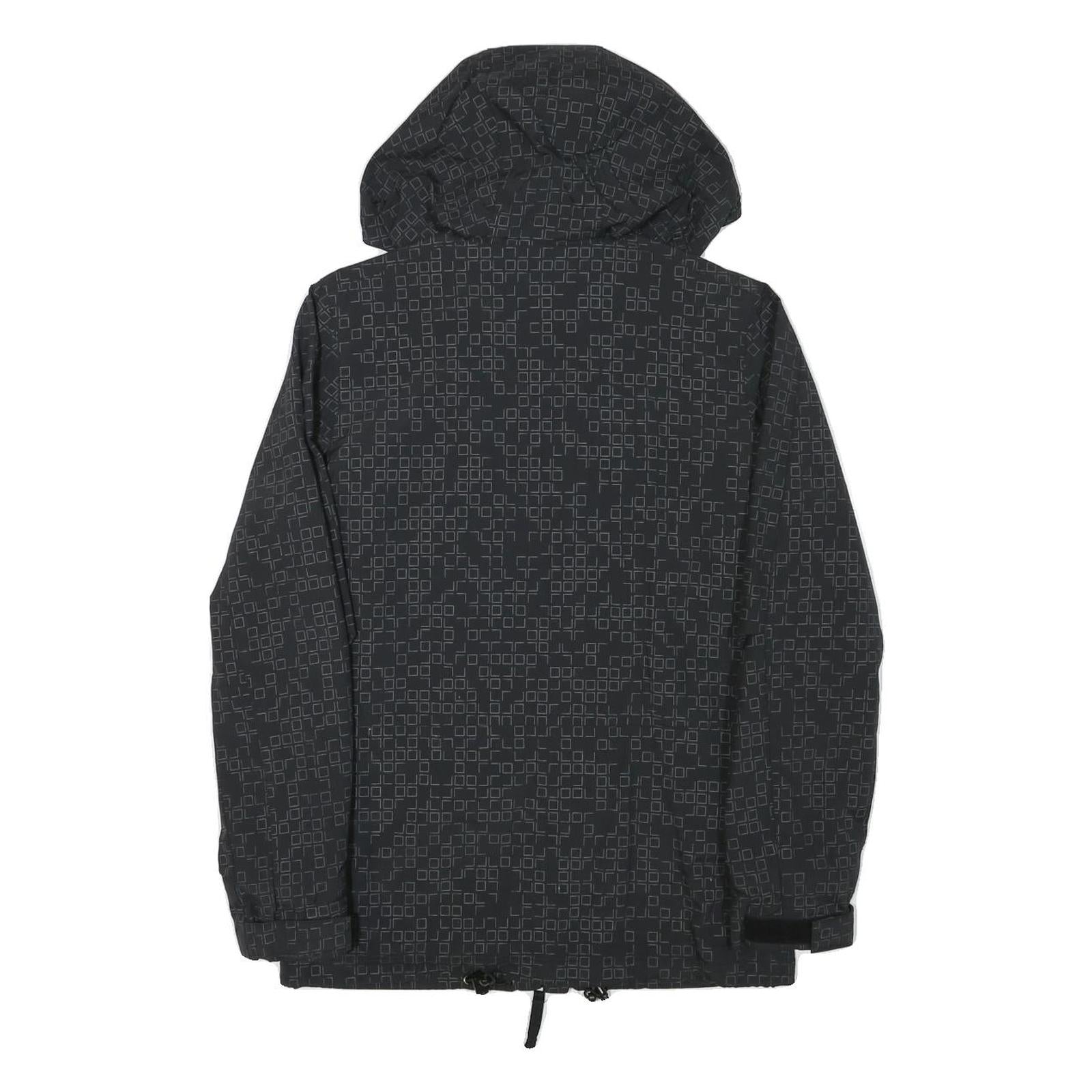 CARHARTT Womens Black Polyester Blend Hooded Jacket XS Geometric Pattern Zip