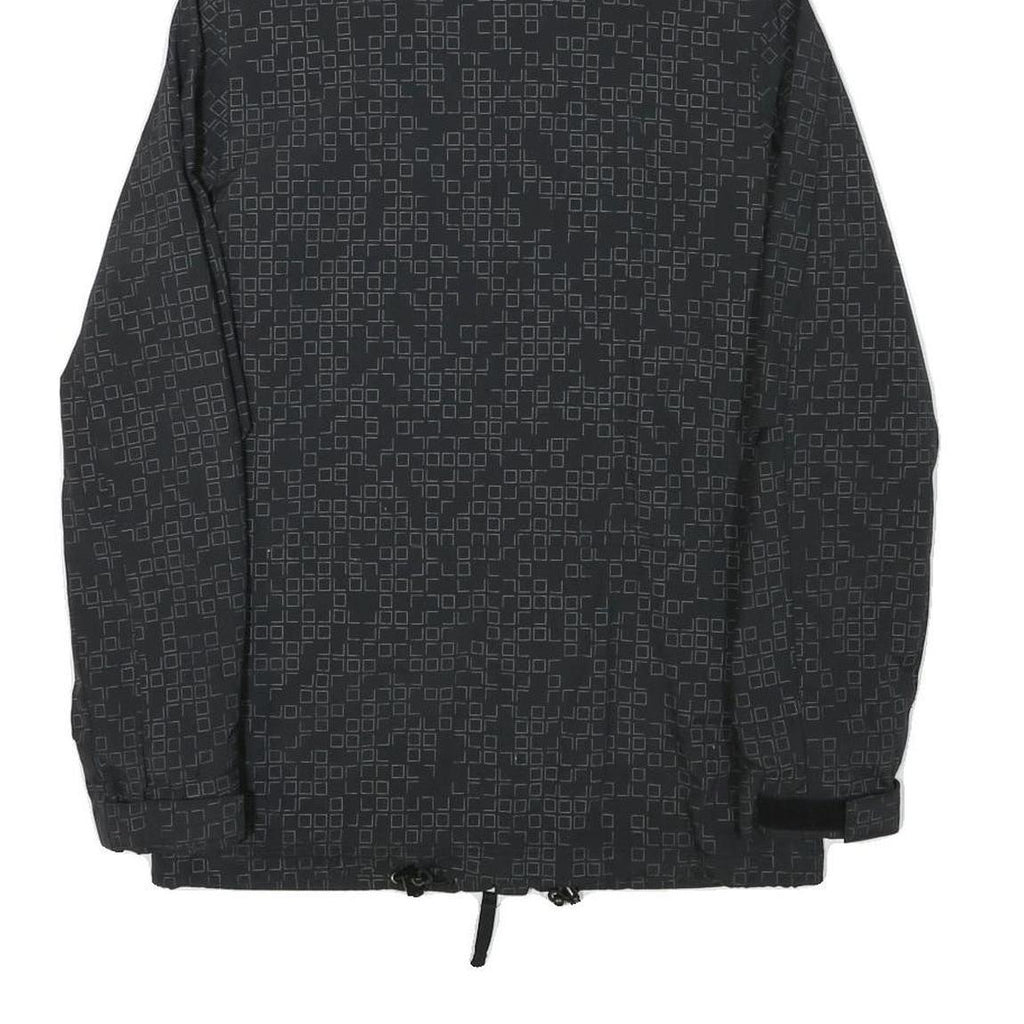 CARHARTT Womens Black Polyester Blend Hooded Jacket XS Geometric Pattern Zip