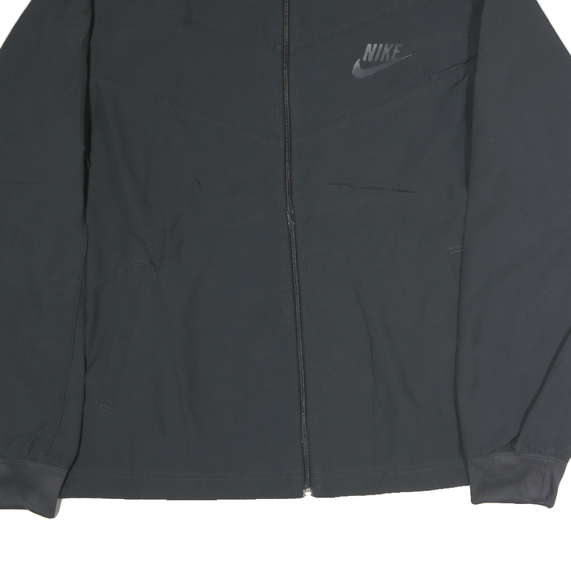 NIKE Mens Black Sportswear Zip Jacket L Polyester Plain Lightweight Activewear
