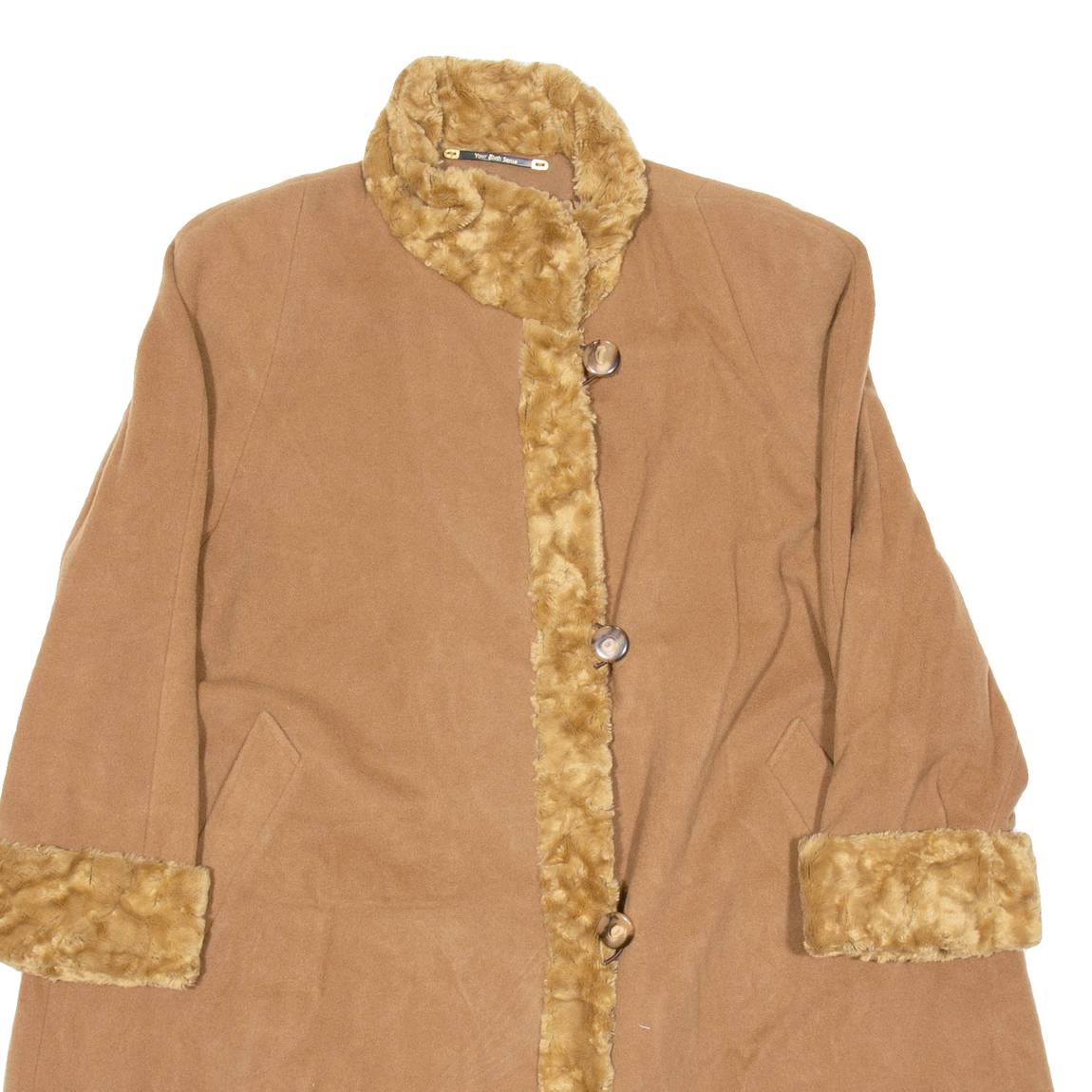 YOUR SIXTH SENSE Womens Overcoat Coat Brown Wool UK 10